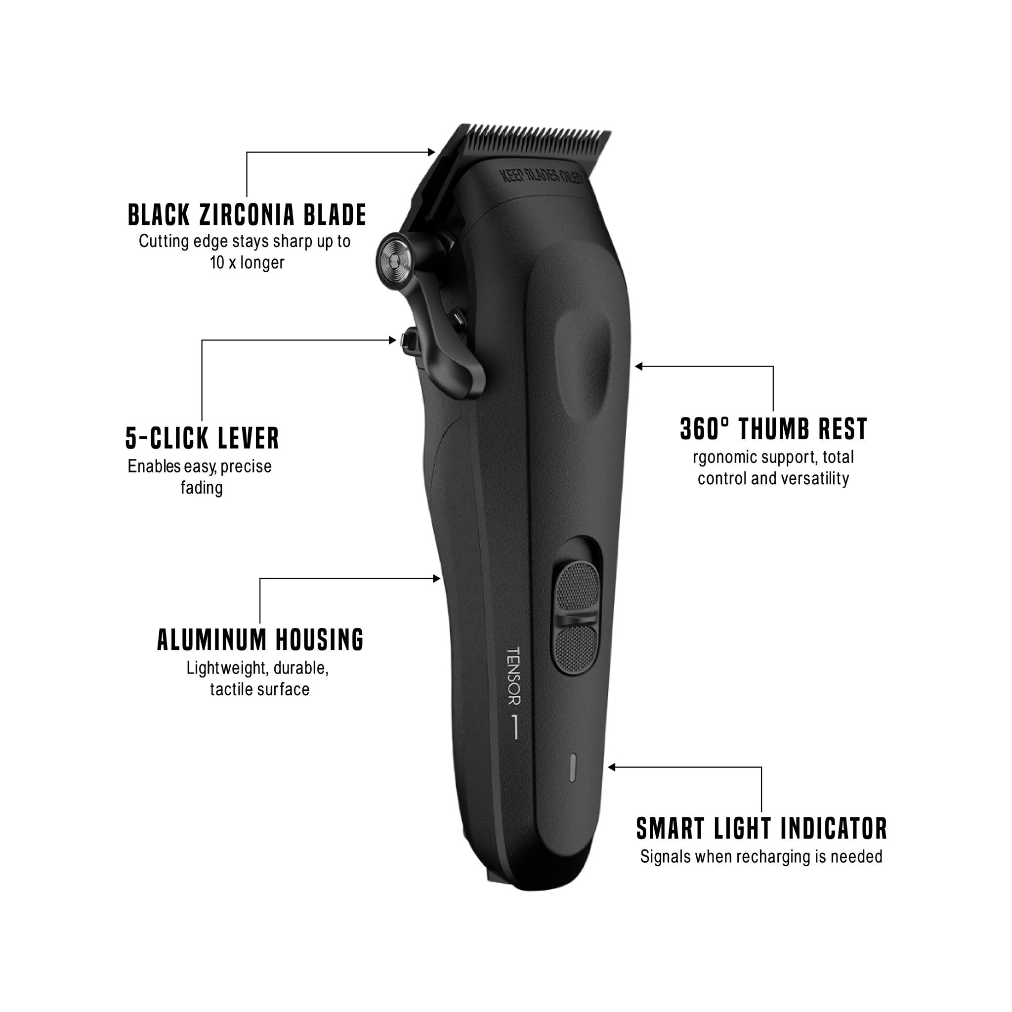 Tensor 1 Black – KI-gestützter professioneller Friseur und Haarschneider