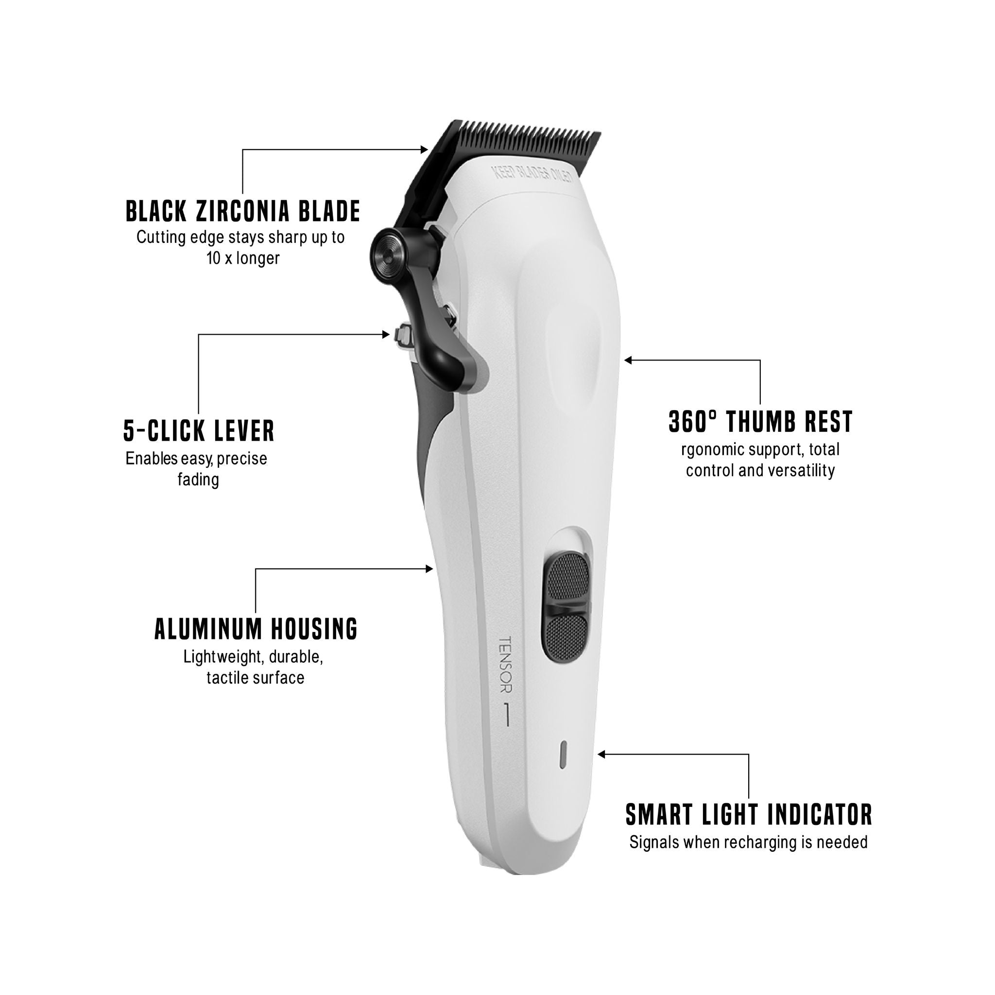 Tensor 1 White – KI-gestützter professioneller Friseur & Haarschneider